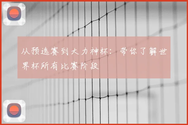 从预选赛到大力神杯:带你了解世界杯所有比赛阶段